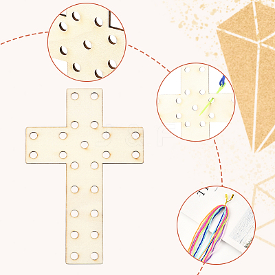 1Pc Easter Unfinished Wooden Cross WOOD-SP0001-69-1
