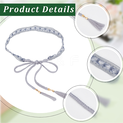 1Pc Cotton and Linen Flower Lace Tassel Waist Belly Belts AJEW-GF0012-32A-1