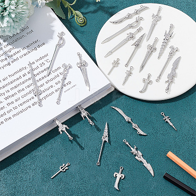 24Pcs 12 Style Rack Plating Alloy Pendants PALLOY-OC0002-97-1