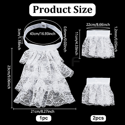 Polyester Detachable Flower Lace Collar Sets for Women DIY-WH0816-187A-1