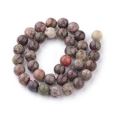 Natural Flower Agate Beads Strands G-Q462-8mm-34-1