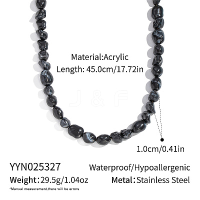 Vintage Black Acrylic Nuggets Beaded Necklaces for Women BF0589-1-1