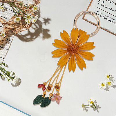 Leather and Alloy Keychain HJEW-WH20022-04B-04-1