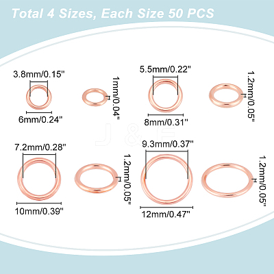200Pcs 4 Styles Alloy Soldered Closed Jump Rings KK-PH0009-06-1