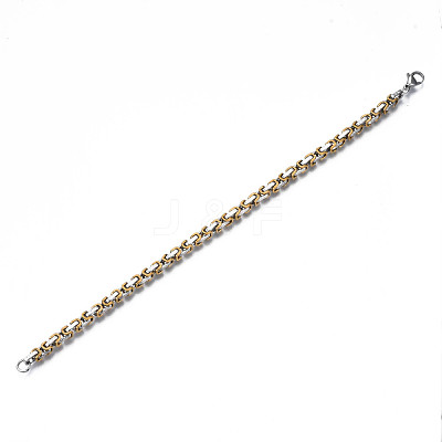 Ion Plating(IP) Two Tone 201 Stainless Steel Byzantine Chain Bracelets BJEW-S057-95B-1