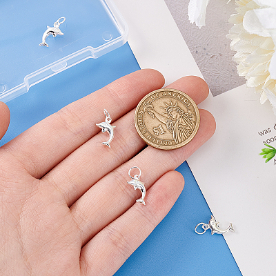 4Pcs 925 Sterling Silver Dolphin Charms STER-PH0002-30-1