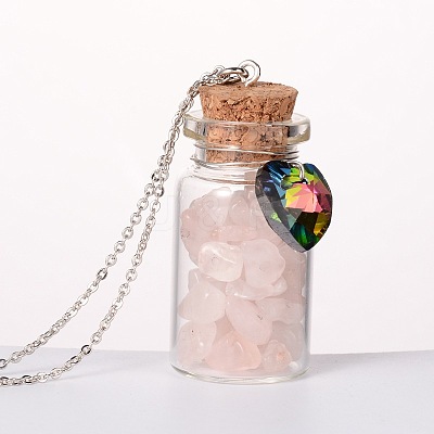 Glass Bottle Pendant Necklaces NJEW-JN01329-1