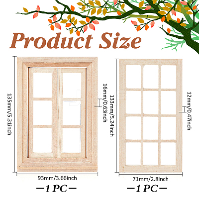 2 Bags 2 Styles Wooden Windows DIY-BC0017-40-1