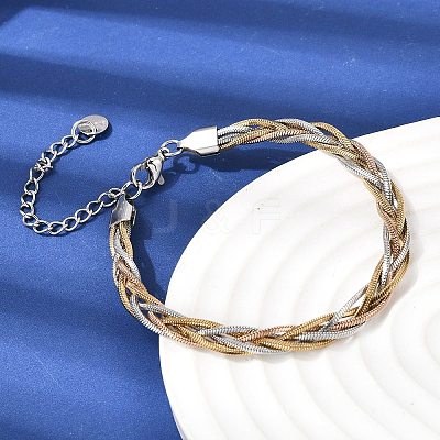 304 Stainless Steel Interlocking Herringbone Chain Bracelet for Women BJEW-K240-08A-M-1