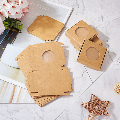 Square Kraft Paper Jewelry Storage Boxes CON-TAC0001-04C-1