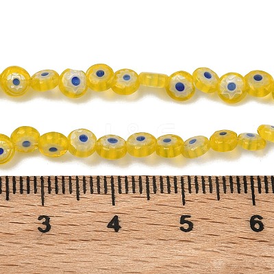 Handmade Millefiori Glass Flat Round Bead Strands LK-P010-A-02-1