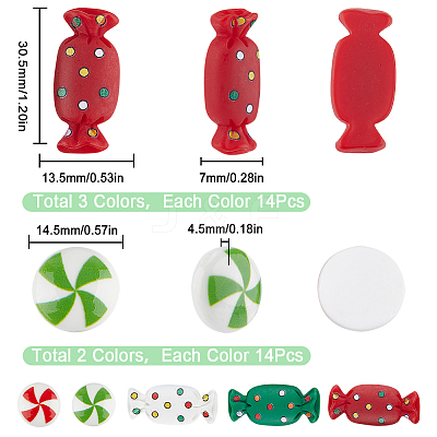 70Pcs 5 Styles Christmas Opaque Resin Cabochons RESI-SC0002-81-1