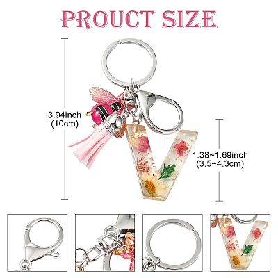 Resin & Acrylic & Faux Suede Tassel Keychain KEYC-YW00125-01-1