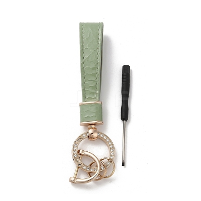 Microfiber & Zinc Alloy & Crystal Rhinestone Keychain KEYC-G062-01E-1