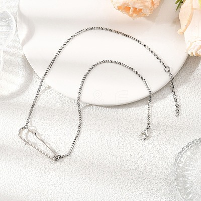 Iron Kilt Pin Pendant 304 Stainless Steel Curb Chain Necklaces NJEW-JN05679-1