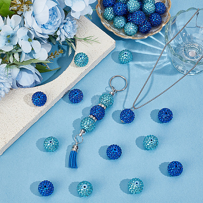 40Pcs 2 Colors Transparent Resin Rhinestone Graduated Beads RESI-PA0001-29-1