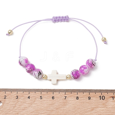 Adjustable Glass & Synthetic Turquoise & Non-magnetic Hematite Beads Braided Beaded Bracelets for Women BJEW-JB13579-1