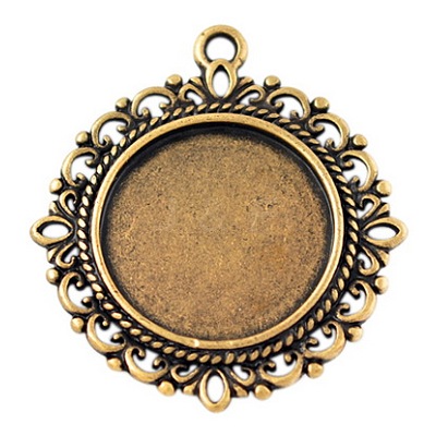 Zinc Alloy Pendant Settings for Cabochon & Rhinestone LS-PALLOY-A15290-AG-LF-1
