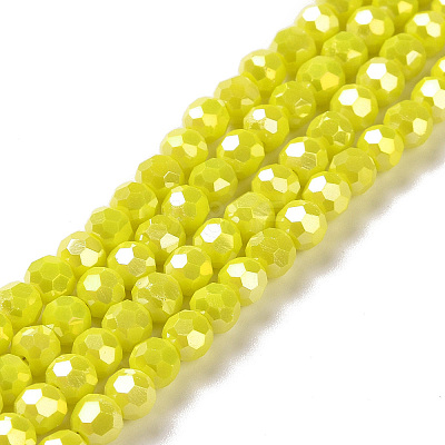Faceted Round Full Rainbow Plated Electroplate Glass Beads Strands X-EGLA-J130-FR05-1