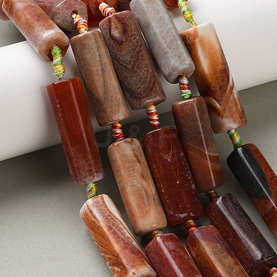 Natural Fire Crackle Agate Beads Strands G-P605-J02-01-1