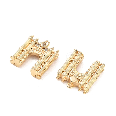 Brass Micro Pave Clear Cubic Zirconia Pendants KK-K351-71G-1