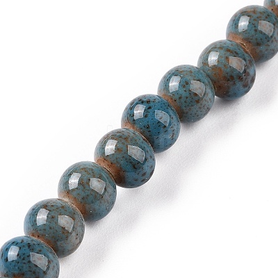 Handmade Fancy Antique Glazed Porcelain Ceramic Round Beads Strands PORC-L019-6mm-11-1
