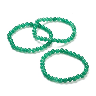 Natural Green Aventurine Beaded Stretch Bracelets BJEW-D446-B-34-1