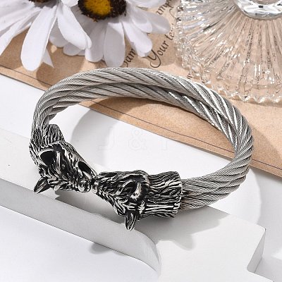 Viking 304 Stainless Steel Open Cuff Bangles for Men BJEW-U001-07L-AS-1