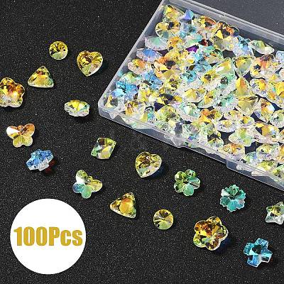 100Pcs 10 Styles Glass Charms GLAA-YW0004-66-1