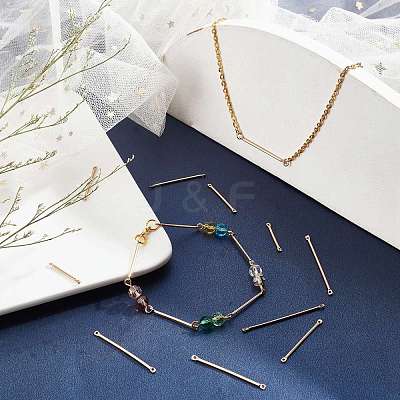 150Pcs 5 Style Eco-Friendly Brass Bar Links KK-SC0002-74KCG-1