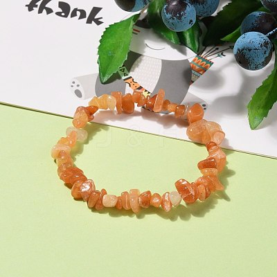 Natural Red Aventurine Chip Beads Stretch Bracelets BJEW-JB05765-07-1