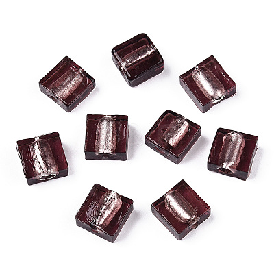 Handmade Silver Foil Lampwork Beads FOIL-S006-12x12mm-05-1