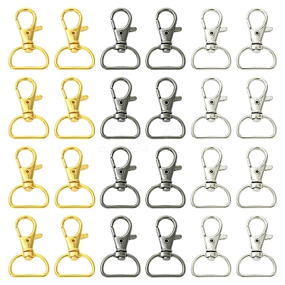 30Pcs 3 Colors Zinc Alloy Swivel D Rings Lobster Claw Clasps FIND-YW0008-62-1