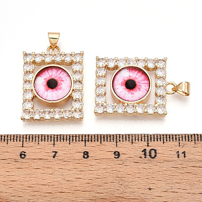Brass Micro Pave Clear Cubic Zirconia Pendants for Women KK-T070-91A-01-1