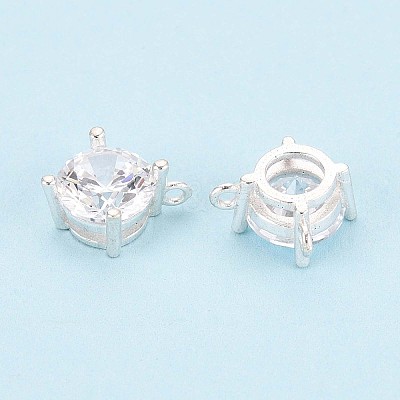 925 Sterling Silver Micro Pave Clear Cubic Zirconia Charms STER-N017-17B-S-1