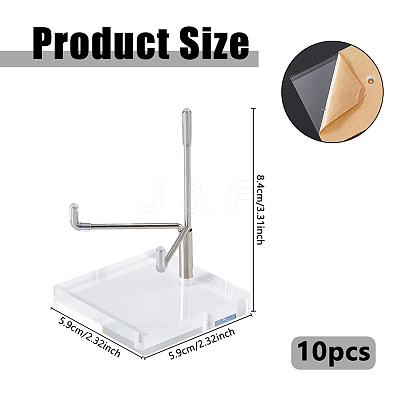 Stainless Steel Crystal Ball Display Holder with Square Clear Acrylic Bases LS-AJEW-WH0695-152P-B-1