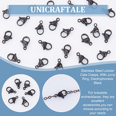 40Pcs 304 Stainless Steel Lobster Claw Clasps STAS-UN0050-15-1