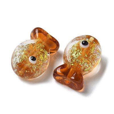 Handmade Foil Lampwork Fish Beads FOIL-Z001-01I-1