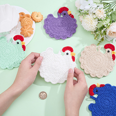 5Pcs 5 Colors Polyester Coasters AJEW-WR0003-86B-1