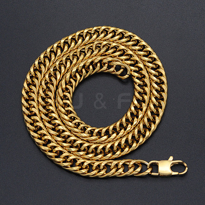 Men's 304 Stainless Steel Cuban Link Chain Bracelets BJEW-T015-01A-18-G-1