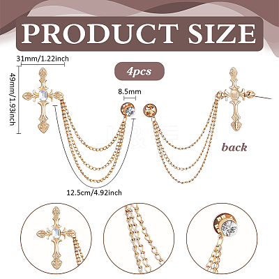 Cross Alloy Rhinestone Lapel Pin Backs JEWB-WH0051-057G-1
