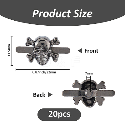 20Pcs Skull Alloy Decorative Brads FIND-FH0011-82B-1