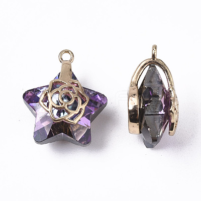 Electroplate Glass Pendants EGLA-N005-003C-1