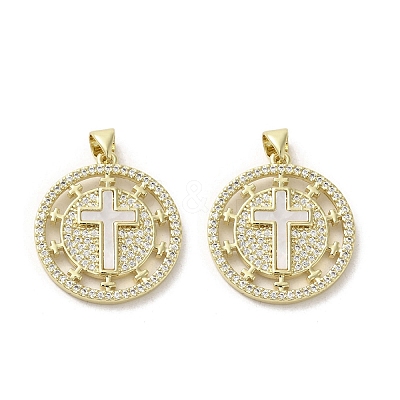 Brass Micro Pave Clear Cubic Zirconia Pendants KK-I708-04E-G-1