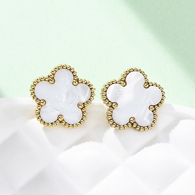 Elegant Vintage Floral 201 Stainless Steel Stud Earrings for Women LS-FR2099-3-1