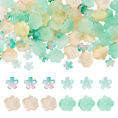 100Pcs 4 Styles Baking Paint Transparent Glass Bead Caps DGLA-TA0001-46-1