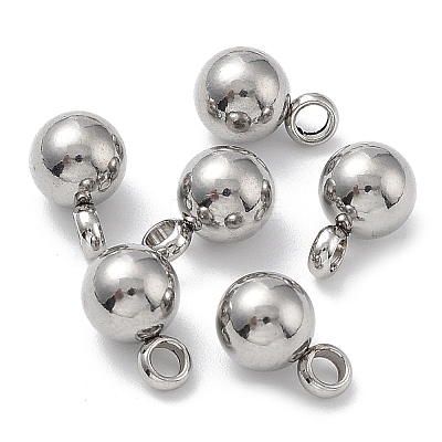 Non-Tarnish Round 304 Stainless Steel Charms with 201 Stainless Clasp STAS-N025-02-6mm-1