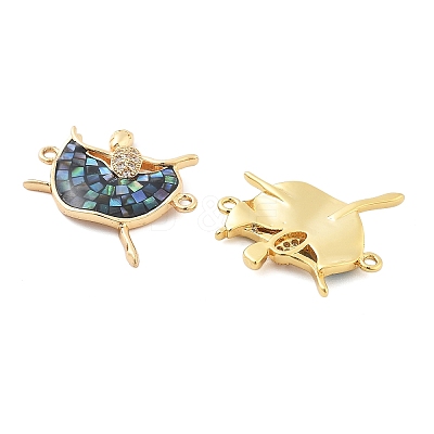 Rack Plating Brass Micro Pave Clear Cubic Zirconia Dancer Links Connector Charms KK-K380-14G-1
