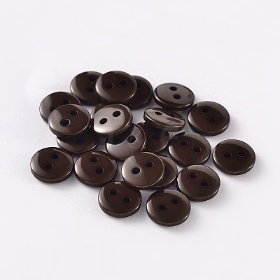 2-Hole Flat Round Resin Sewing Buttons for Costume Design BUTT-E119-18L-02-1