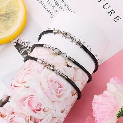 Cowhide Leather Cord Bracelet Making AJEW-JB00016-03-1